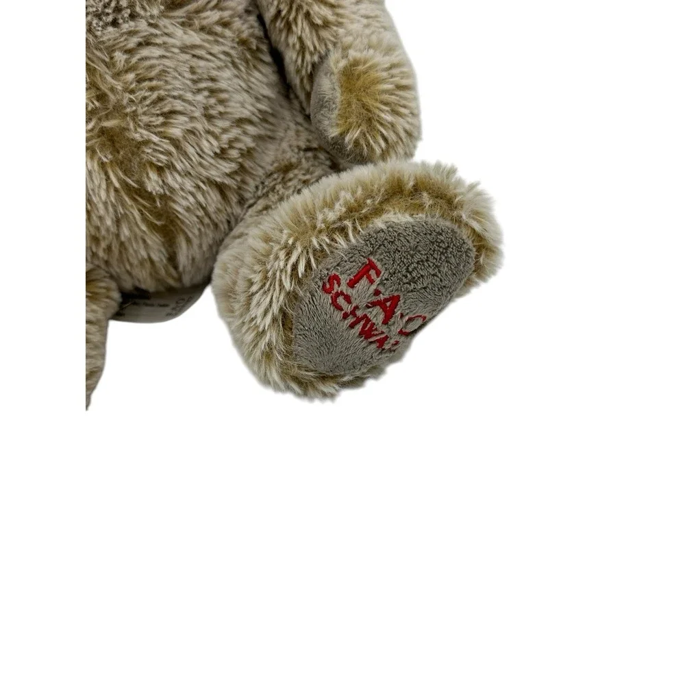 FAO Schwarz Teddy Bear Brown with‎ Red on Foot Plush Stuffed Animal 13